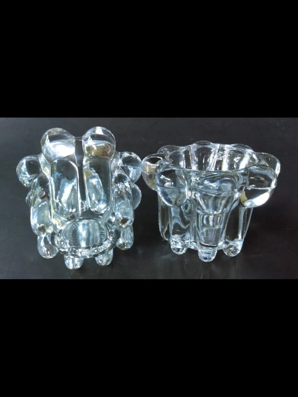 Set of 2 Crystal Candle Holders Heavy Crystal Glass For Votive / Tapered Candles